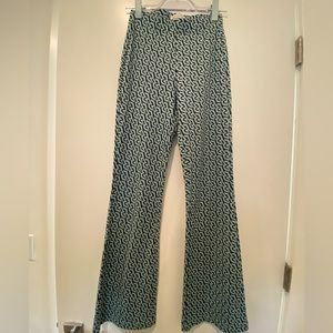 Urban Outfitters Blue Patterned Pull-On Flare Pants
